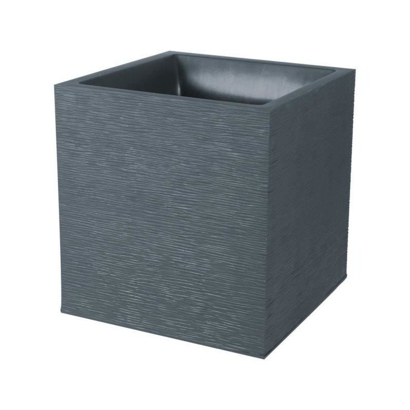 Pot carré 39cm pour éviter les racines noyées EDA Graphit 35L avec réserve d'eau
