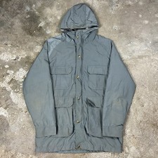 Vintage 70s Woolrich Jacket Size Medium Gray Flannel Lined Full Zip Snap Down