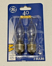 GE Candelabra Bent Tip 40 Watt Light Bulbs One Pack of 2