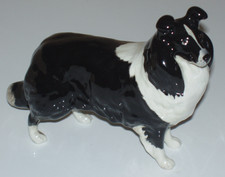 CERAMIC LOVELY BORDER COLLIE DOG ORNAMENT APPROX 7" LONG