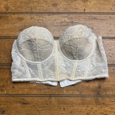 Adika Lace Cream Tan Strapless Bustier Bra Crop Top Size Medium Beige
