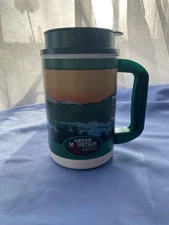 Vintage 2002 Whirley Insulated Plastic Coffee Mug  Green Mountain Travel