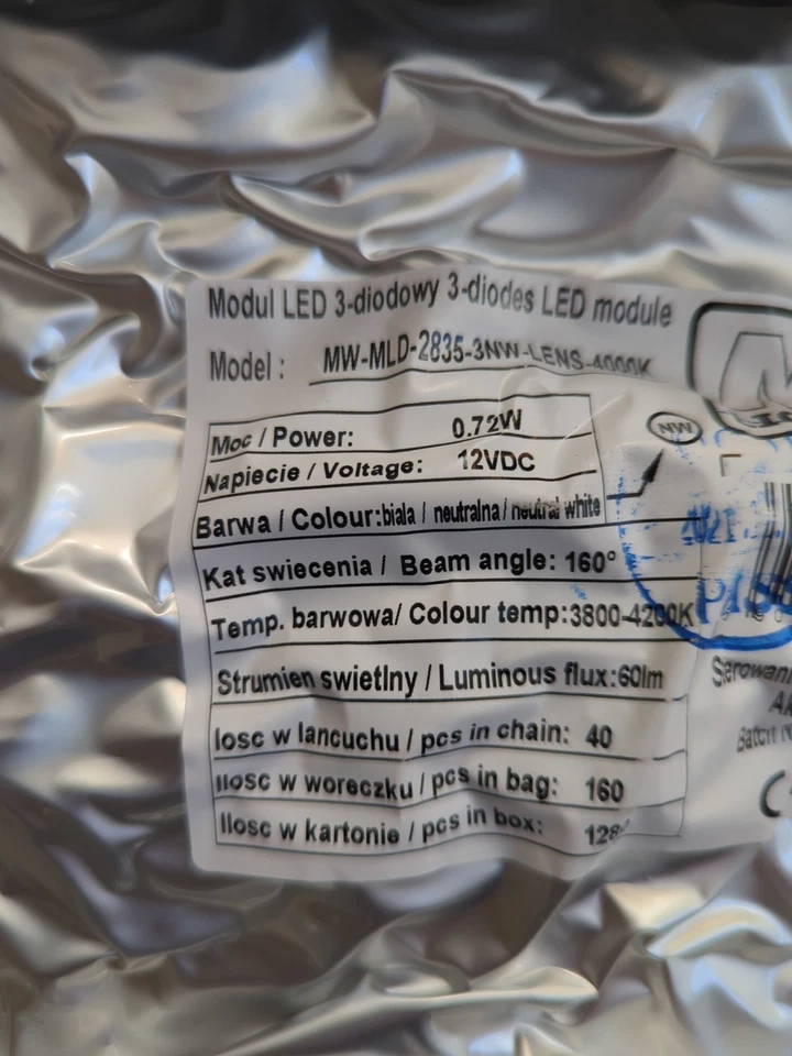 0.72W 12VDC IP67 LED Module for Light Boxes, Neutral White 4000K, x 160pcs - New - Image 4 of 4