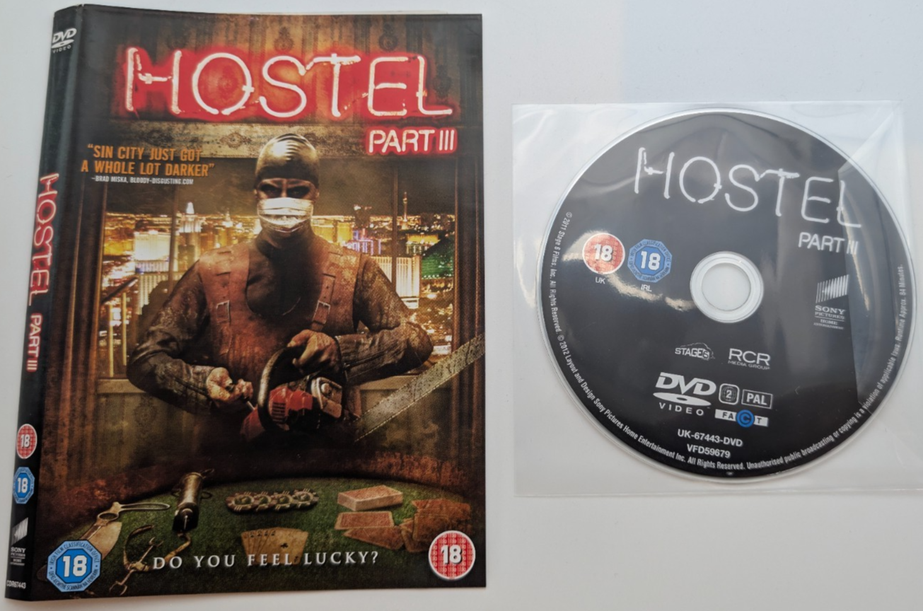Hostel Part III (DVD, 2011) NO CASE DVD in a plastic sleeve + artwork