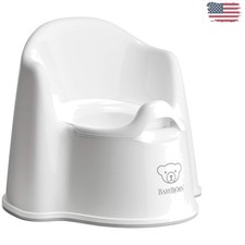 BabyBj rn Potty Chair - Comfortable, Easy-Clean Potty Training Seat, White/Gray