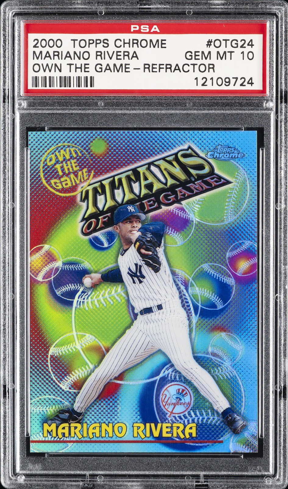 2000 TOPPS CHROME OWN THE GAME REFRACTOR #OTG24 MARIANO RIVERA PSA 10 view 1