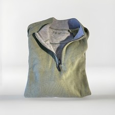 Tommy Bahama Sweater Mens 2XL Green Gray Reversible Quarter Zip Pullover