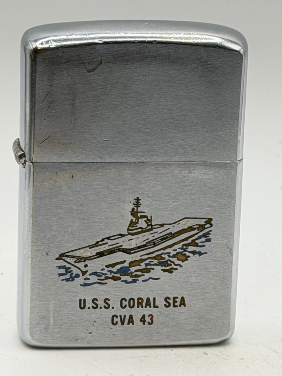Vintage 1967 USS Coral Sea CVA 43 Military Ship Chrome Zippo