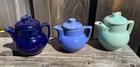 MCM Small Vintage McCoy Salada Tea Pot For One Lot Of Three Blue & Green