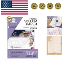 Translucent Vellum Paper, 68LBS 8.5 x 11 inches Printable Vellums for Card Ov...