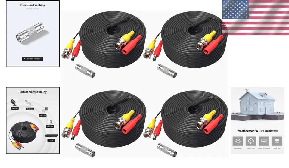 Quality 15ft Video Power Cable for Security Cameras - Image 2 of 4