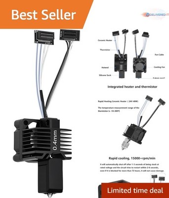 3D Printer Hotend Kit Full Assembly with Ceramic Heater Nozzle Cooling Fan