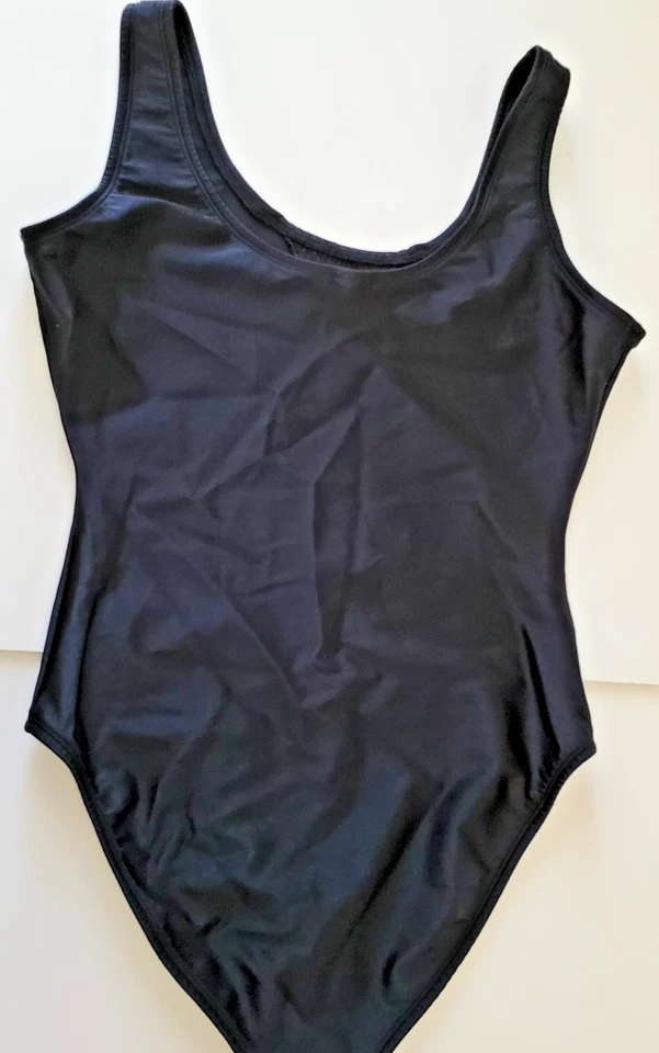 The Body Co Leotard Bodysuit L Black High Cut Leg Dance 80s Aerobics Vintage - Image 3 of 4