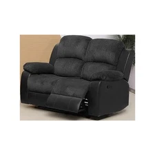 Bloom Collection Recliner Sofa Set Plush Faux Leather Couch Manual Recline Black