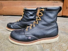 THOROGOOD (USA) American Heritage Black Leather Moc Toe Work Boots ~ Size 10 D