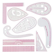 Fashion Clear Metric Sewing Ruler Set, French Curve Pattern Ruler Kit for Beg...