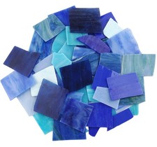 Lanyani Blue Mixed Stained Glass Scrap Pieces Sheets, Glass Mosaic Tiles for ...