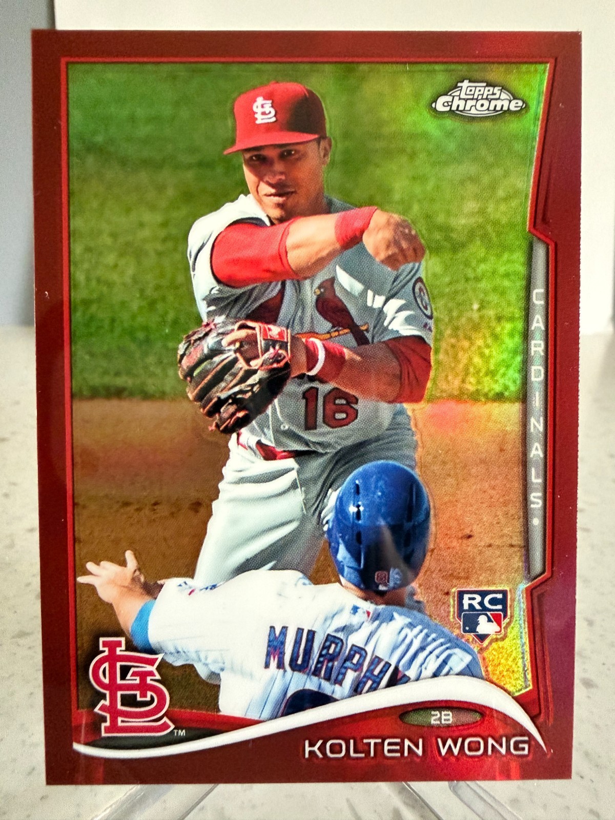 2014 Topps Chrome 'Red Refractor' Kolten Wong RC #188 serial'd 02/25