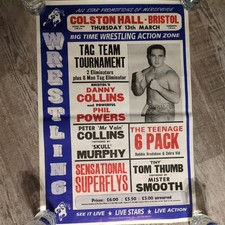 Vintage British Wrestling 1980's 1990's Poster Bristol UK Original Rare WWE WWF