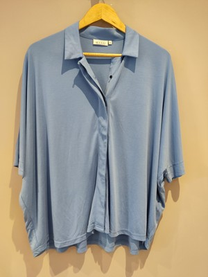 #ad #ad Masai Copenhagen Women#x27;s Irana Collared Button Up Top Small Blue QVC GBP 14.90