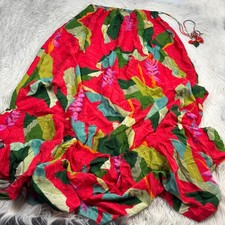 Farm Rio Women's L Heliconia One-Shoulder Palm Maxi Dress Red Tropical Resort