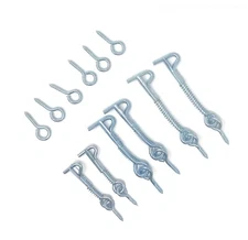 Safety Hook and Eye Latch, Wire Gate Hook, 6 Pack 2-2", 2-2 1/2", 2-3"