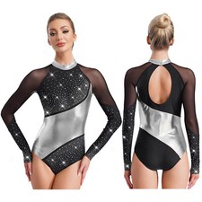 Women Jumpsuit Unitards Bodysuit Dancewear Leotard Ballet Dance Cosplay Keyhole