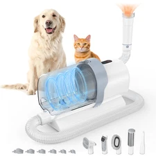Pet Grooming Vacuum Kit with Low Noise Dog Clippers & 5 Groomer Tools