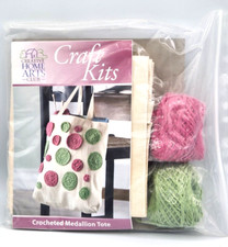 Creative Home Arts Club Crocheted Medallion Tote Pink Green New