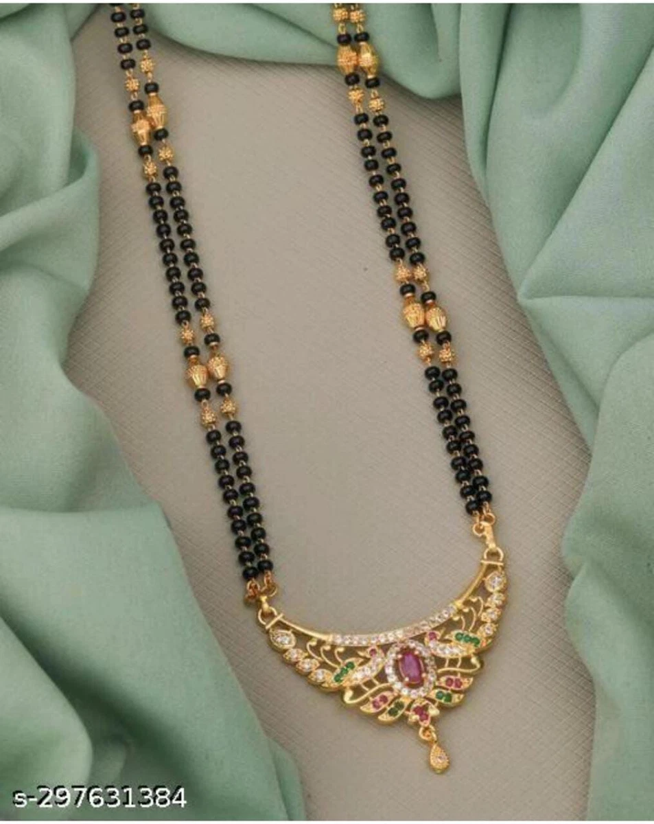 Amazon.com: Jewarhaat Indian Black Gold Crystal Chain Necklace Fashion  Jewelry for Men and Women: Clothing, Shoes & Jewelry