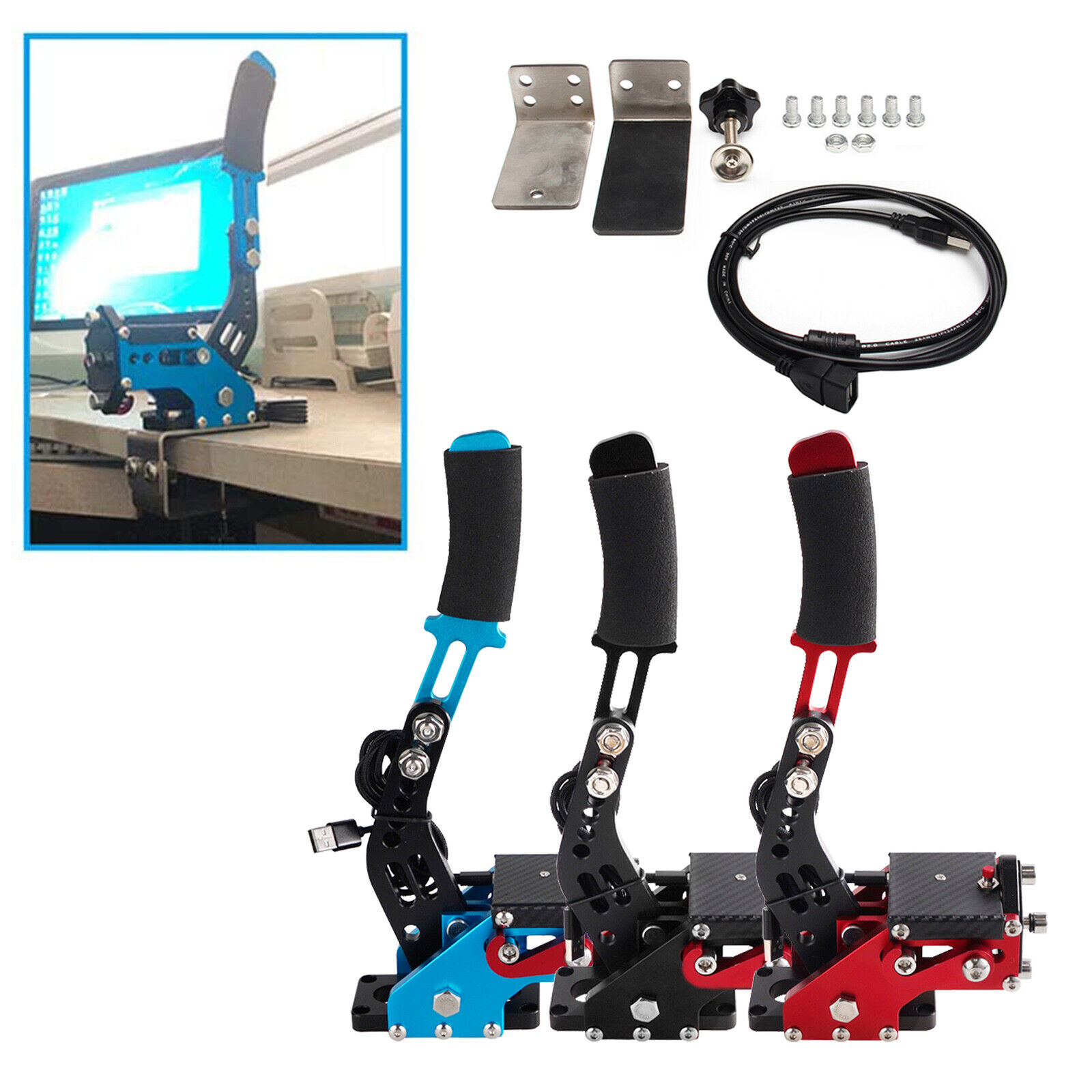  USB PC Handbrake, Sim Racing Game Hand Brake High Accuracy 2 in  1 for G27 G25 G29 for T300RS for Windows : Everything Else