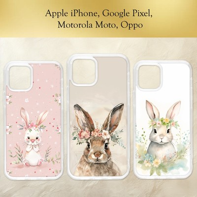 Süß Handyhülle Aquarell Hase mit Blumenkrone Hase iPhone Motorola Pixel