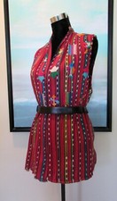 VTG Guatemalan Woven Embroidered Red Vest Sz M/L