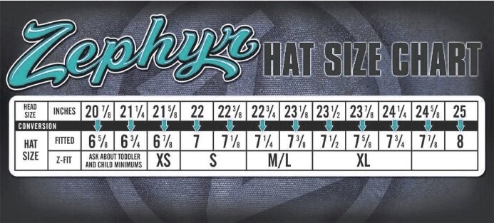 HOT Zephyr Fitted Hat Size Chart Find Your Fitted Hat Size Fitted