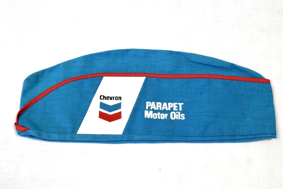 Vintage Chevron Gas Station Soda Jerk Style Hat 50s Size XL Parapet Motor Oil - Image 2 of 4