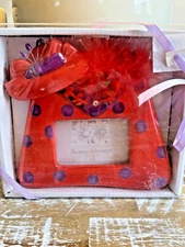 Red Hat Society Fancy Hat Red & Purple Photo Frame w/ Feathers & Gems NIB