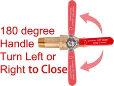 HMP010-R 2"Shank Brass 3/4"MIP Water Heater Drain valve, Full Port, 180° Handle