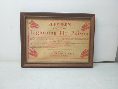 Sleepers Ready Cut Lightning Fly Poison Framed Original Packaging Vintage 1910s