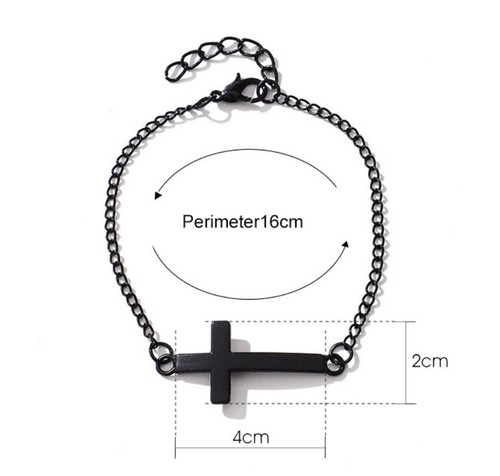 Herren Damen Kette schwarzes Kreuz Edelstahl Anhänger Kruzifix Jesus UK Armband - Bild 6 von 9
