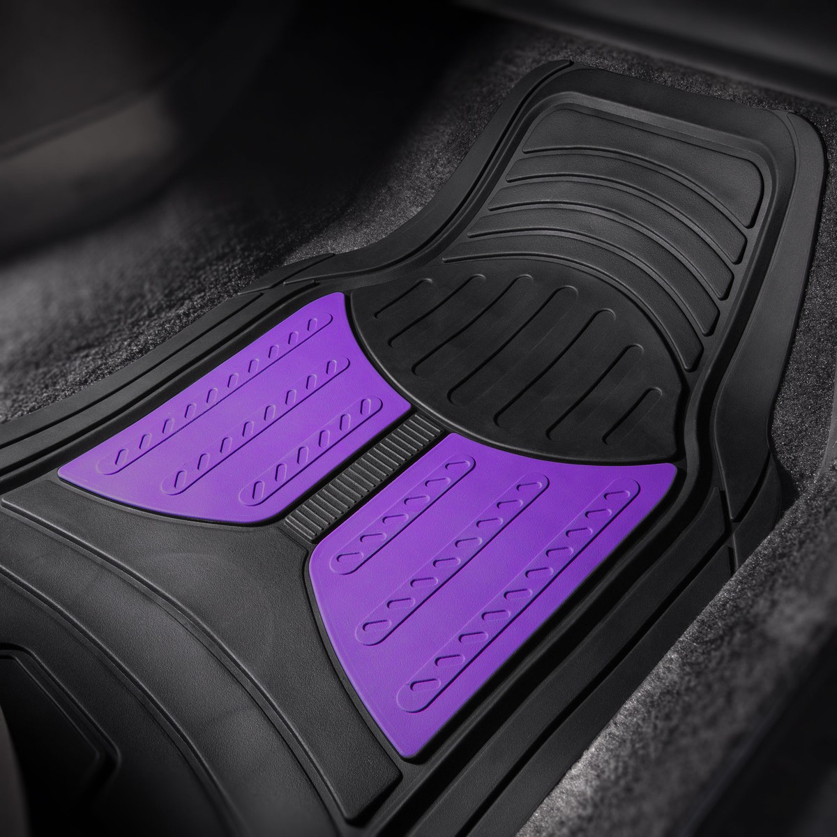 FH Group Black & Purple 2-Tone Floor Mats – Universal Fit For Cars, SUVs, Vans