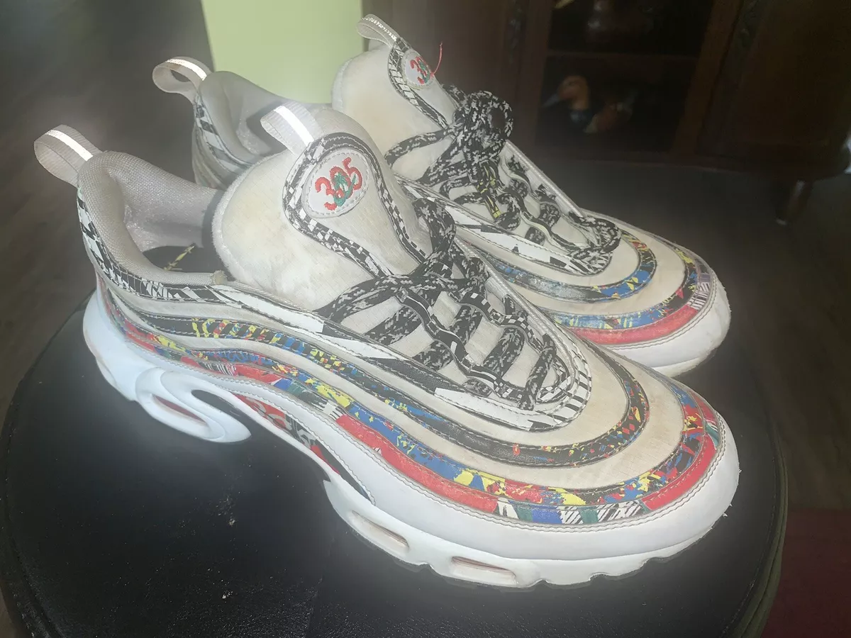 Nike Air Max Plus 97 City Pride 305 Miami White Size 10.5 BV1227-100 Flaws