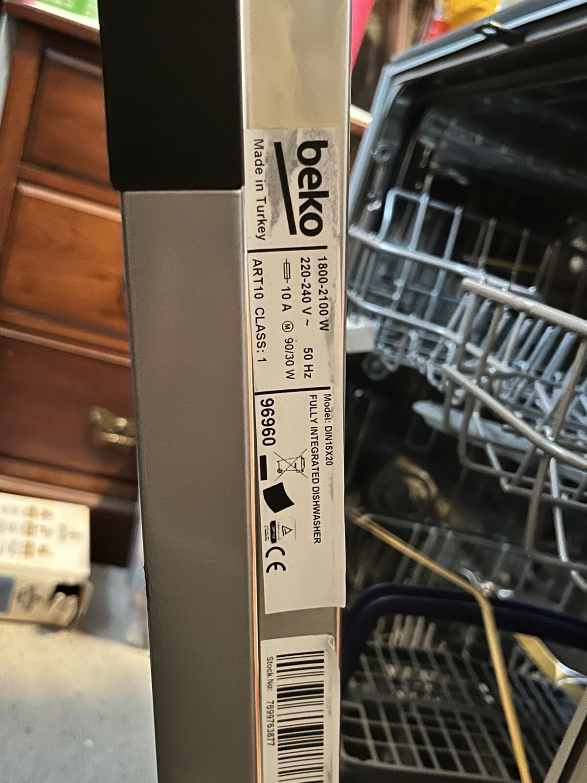 Beko DIN15X20 Fullsize Fully Integrated Dishwasher White