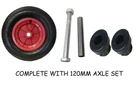REPLACEMENT 14" PNEUMATIC  WHEELBARROW WHEEL INFLATABLE TYRE 3.50/4.00-8 + AXLE