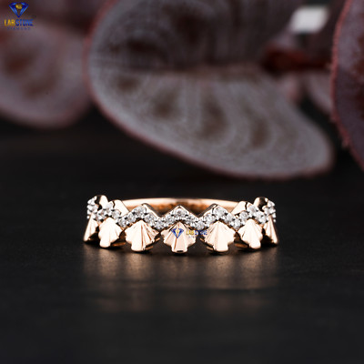 0.23 TDW Round Cut Moissanite 18k Rose Gold Ring Labstone EF Color VS Clarity