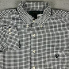 Ralph Lauren Shirt Mens 16.5 Gray Blue Plaid Dress Button Up Long Sleeve