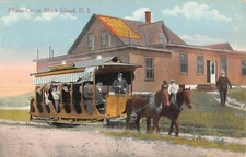 c.1910 Horse Car Trolley at Block Island RI post card