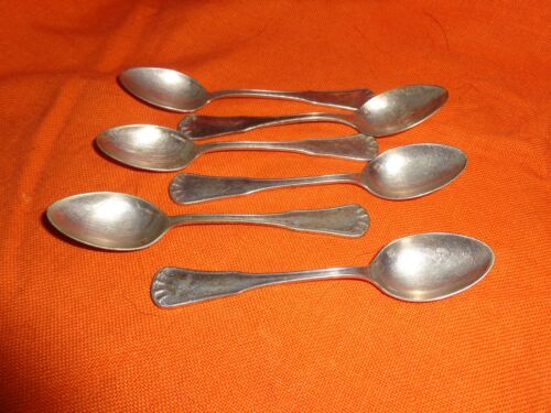 Vintage Antique Lot 6 COFFEE SPOONS Silver Metal ERCUIS Centaur Punch   - Picture 1 of 4