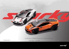 Sparky x Tiny 1:64 Huracan Sterrato 2 Car Set White & Orange Diecast Model Car