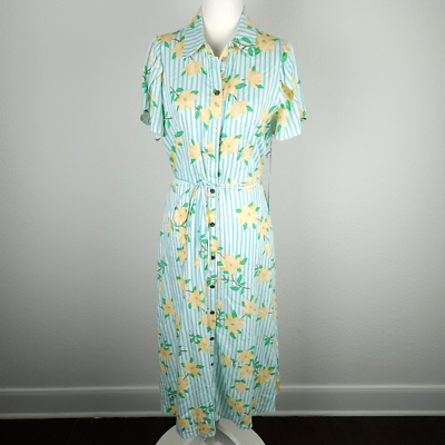 Draper James Floral Dress Magnolias Flutter Sleeve Linen Blend