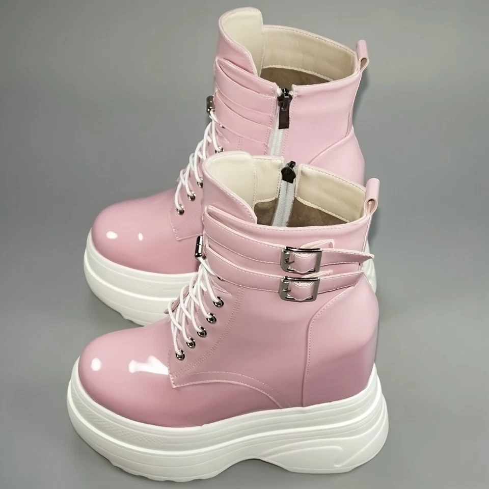 Zapatillas deportivas de moda talla grande 46 para mujer charol cuñas tacón alto botas para nieve Foto 3 de 4